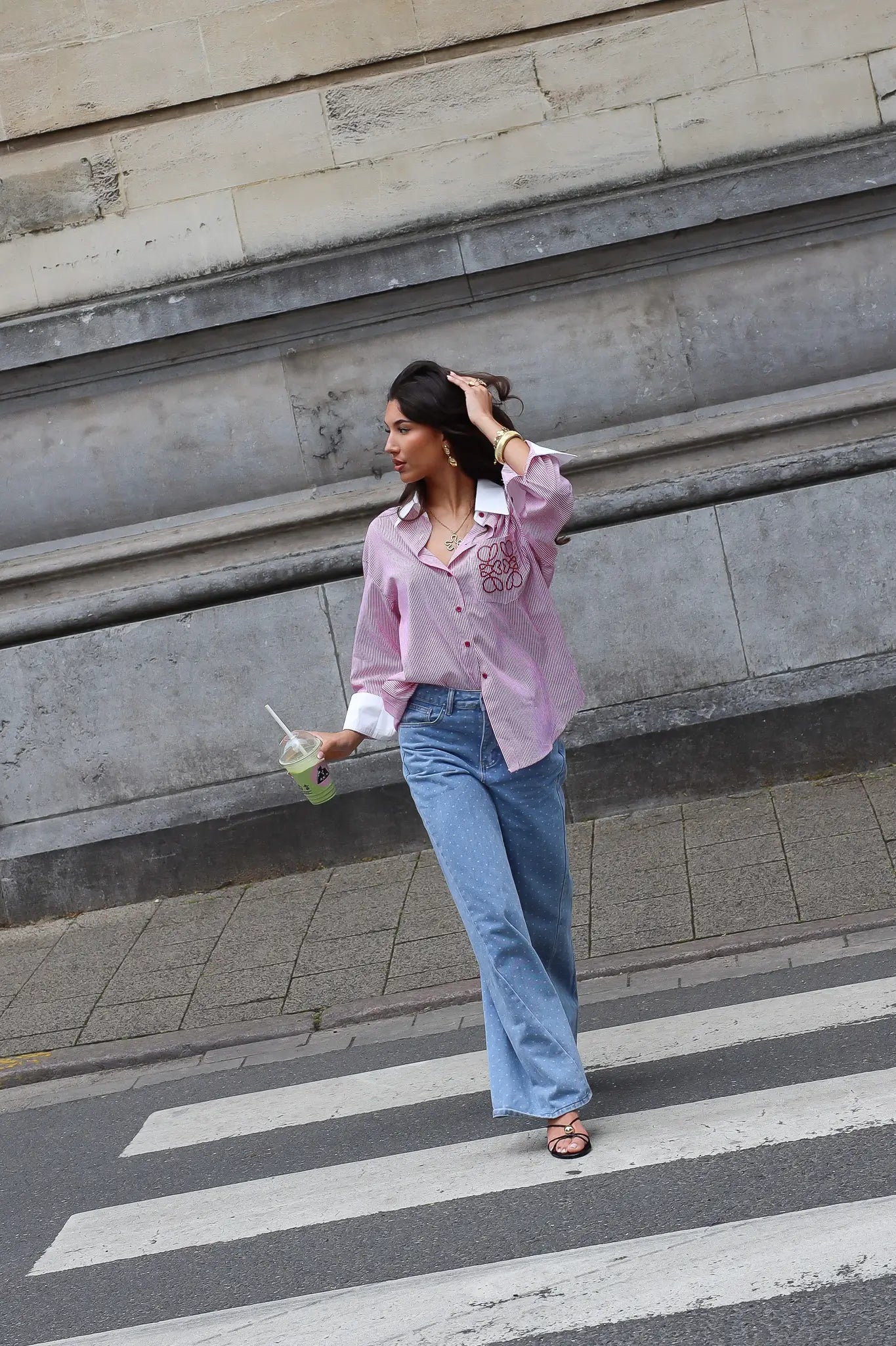 Blouse Gestreept Logo Rood