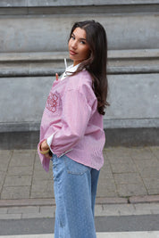 Blouse Gestreept Logo Rood