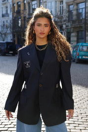 Atelier Series Reworked Blazer Gestreept Grijs