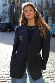 Atelier Series Reworked Blazer Gestreept Grijs