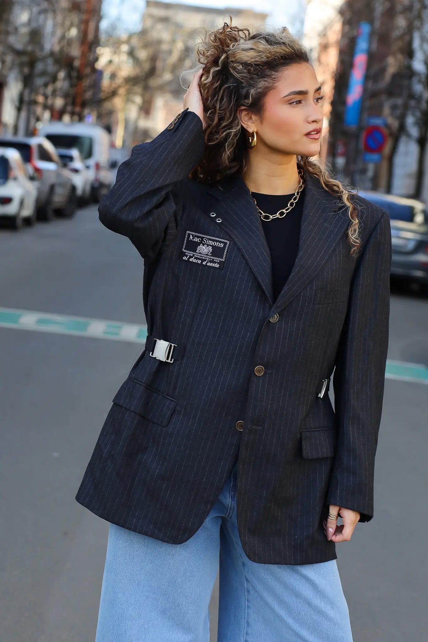 Atelier Series Reworked Blazer Gestreept Grijs