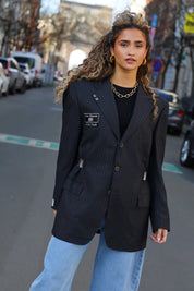 Atelier Series Reworked Blazer Gestreept Grijs