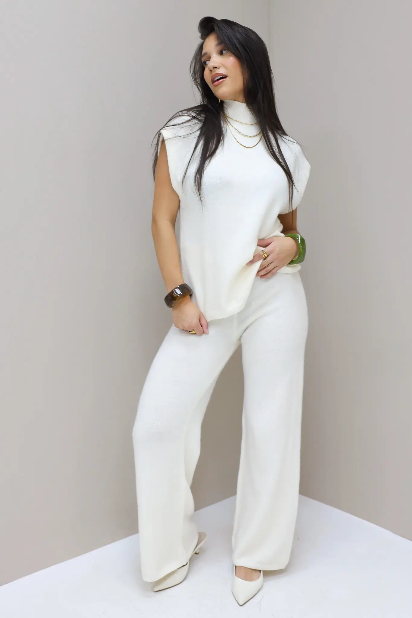 Broek Gebreid Crème