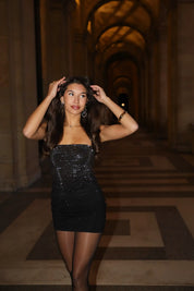 Bandeau Jurk Strass Zwart