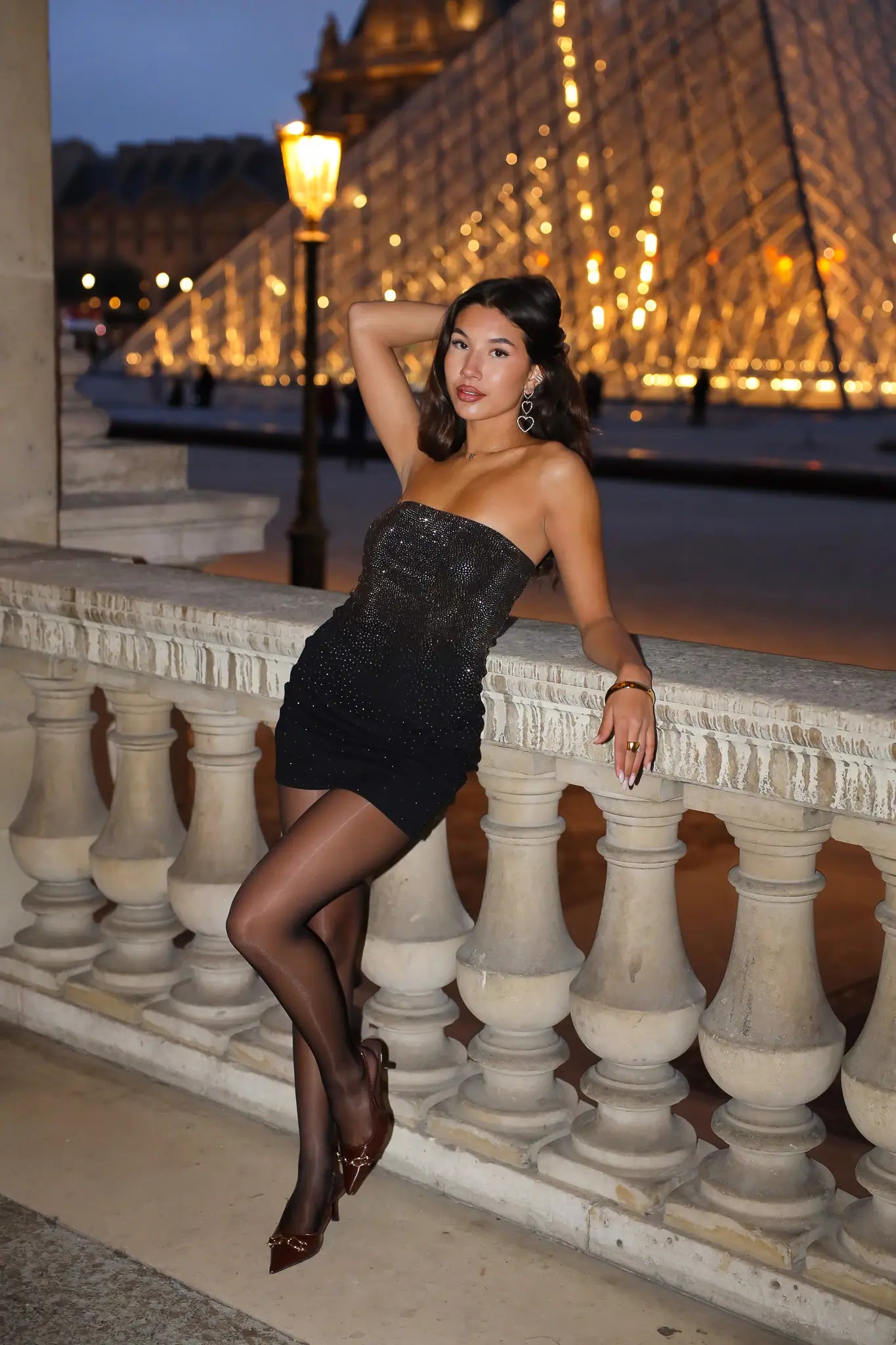 Bandeau Jurk Strass Zwart