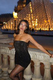 Bandeau Jurk Strass Zwart