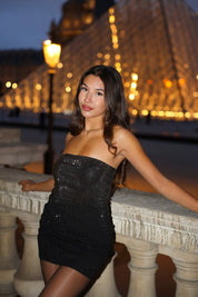 Bandeau Jurk Strass Zwart