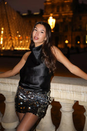 Halter Top Satijn Zwart