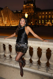 Mini Pailletten Rok Zwart Zilver