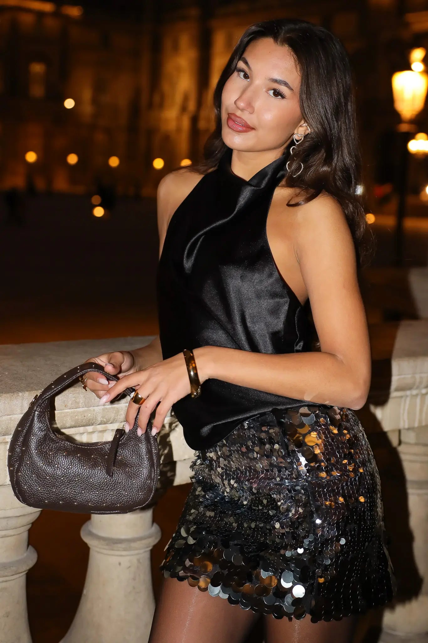 Mini Pailletten Rok Zwart Zilver