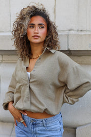 Blouse Strepen + Tanktop Olijf Groen