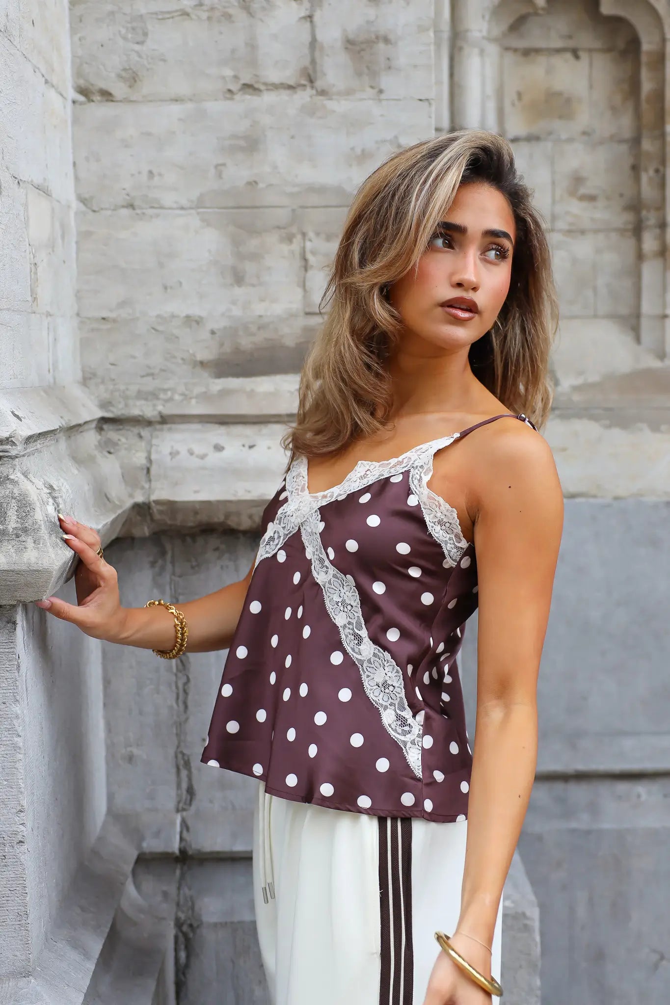 Hemd Kant Polka Dots Bruin