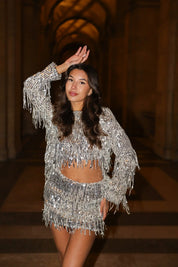 Rok Pailletten Franjes Zilver