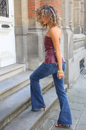 Bandeau Top Faux Leather Bordeaux