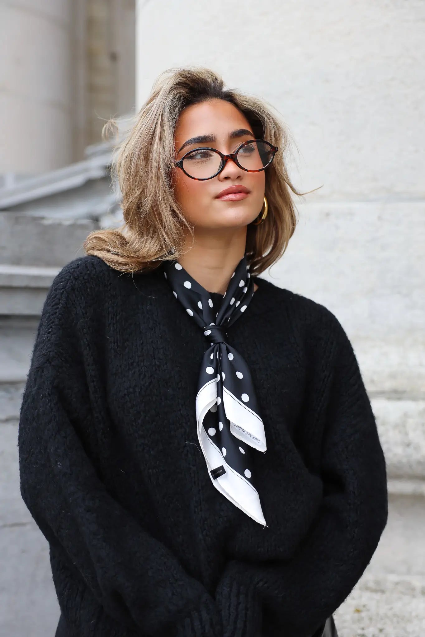 Sjaal Polka Dots Zwart