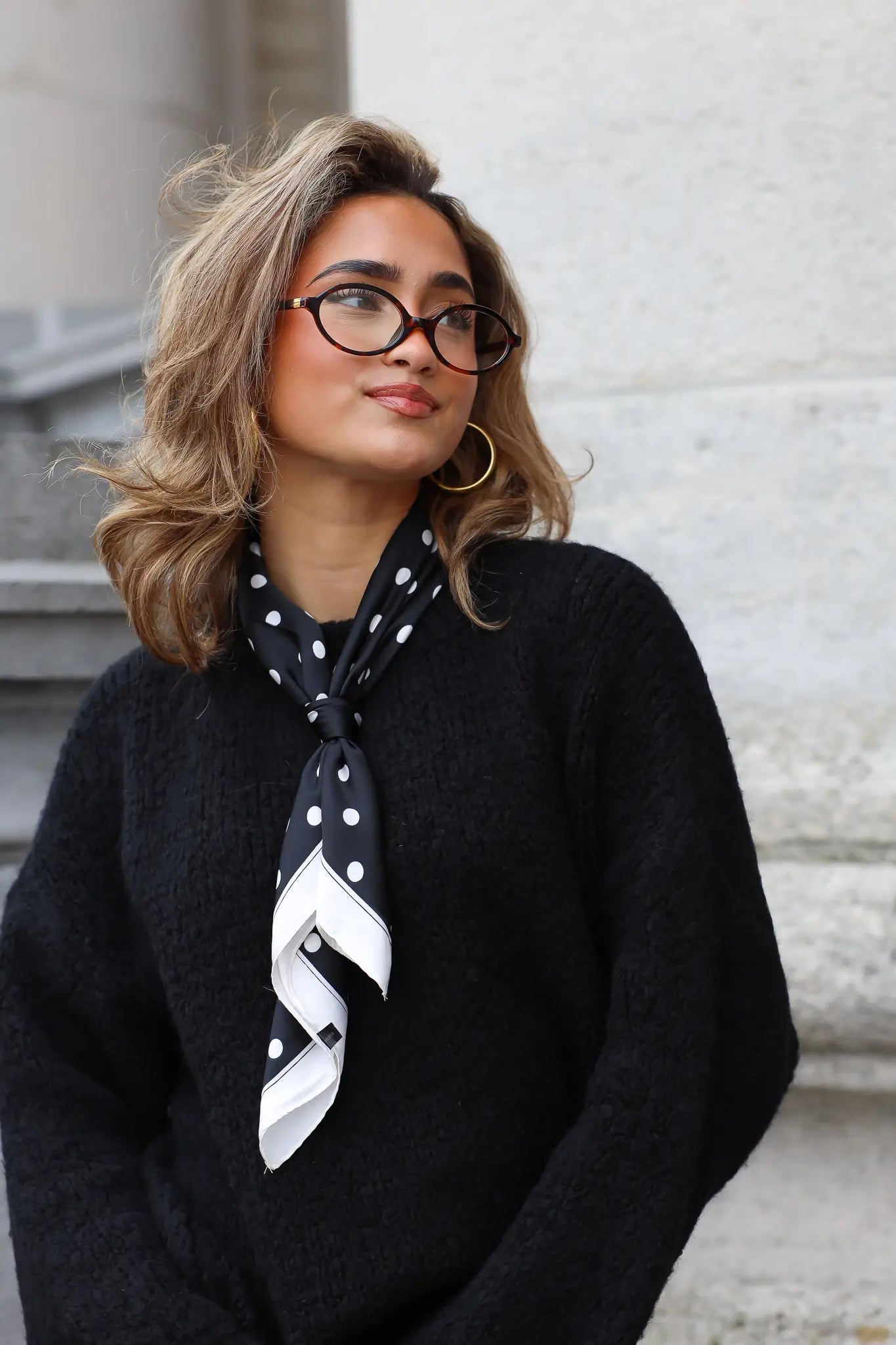 Sjaal Polka Dots Zwart