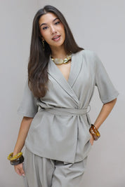 Blazer Korte Mouwen Taupe