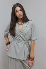 Blazer Korte Mouwen Taupe