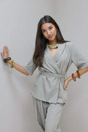 Blazer Korte Mouwen Taupe