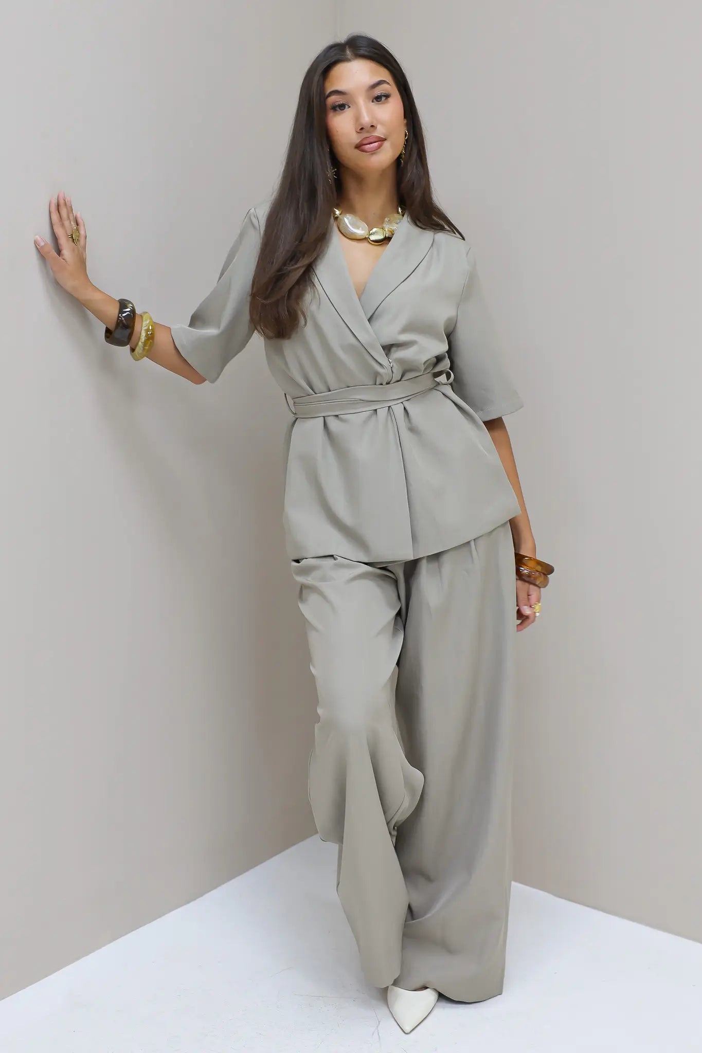 Pantalon Wide Fit Taupe