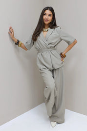 Pantalon Wide Fit Taupe