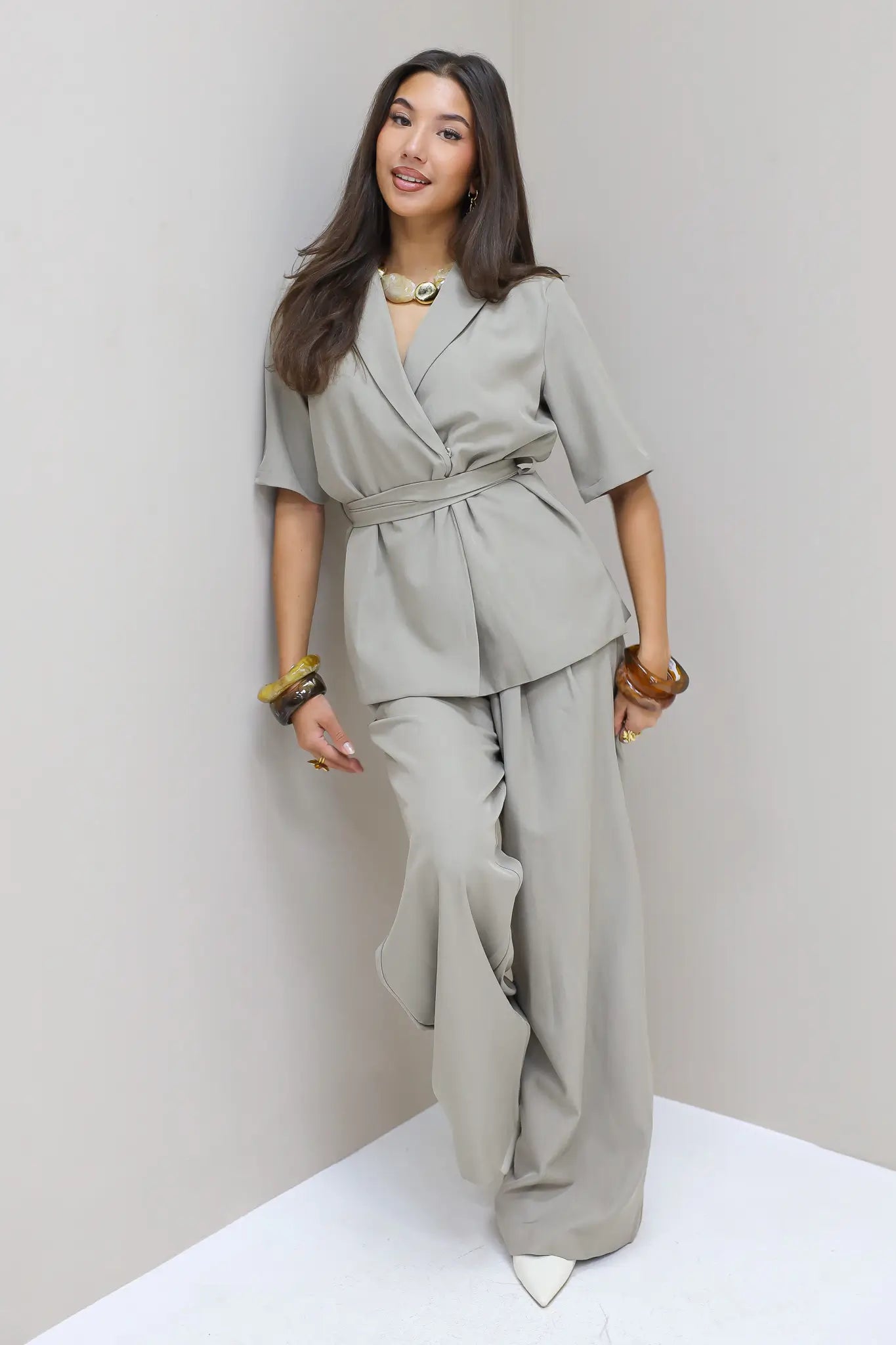 Pantalon Wide Fit Taupe