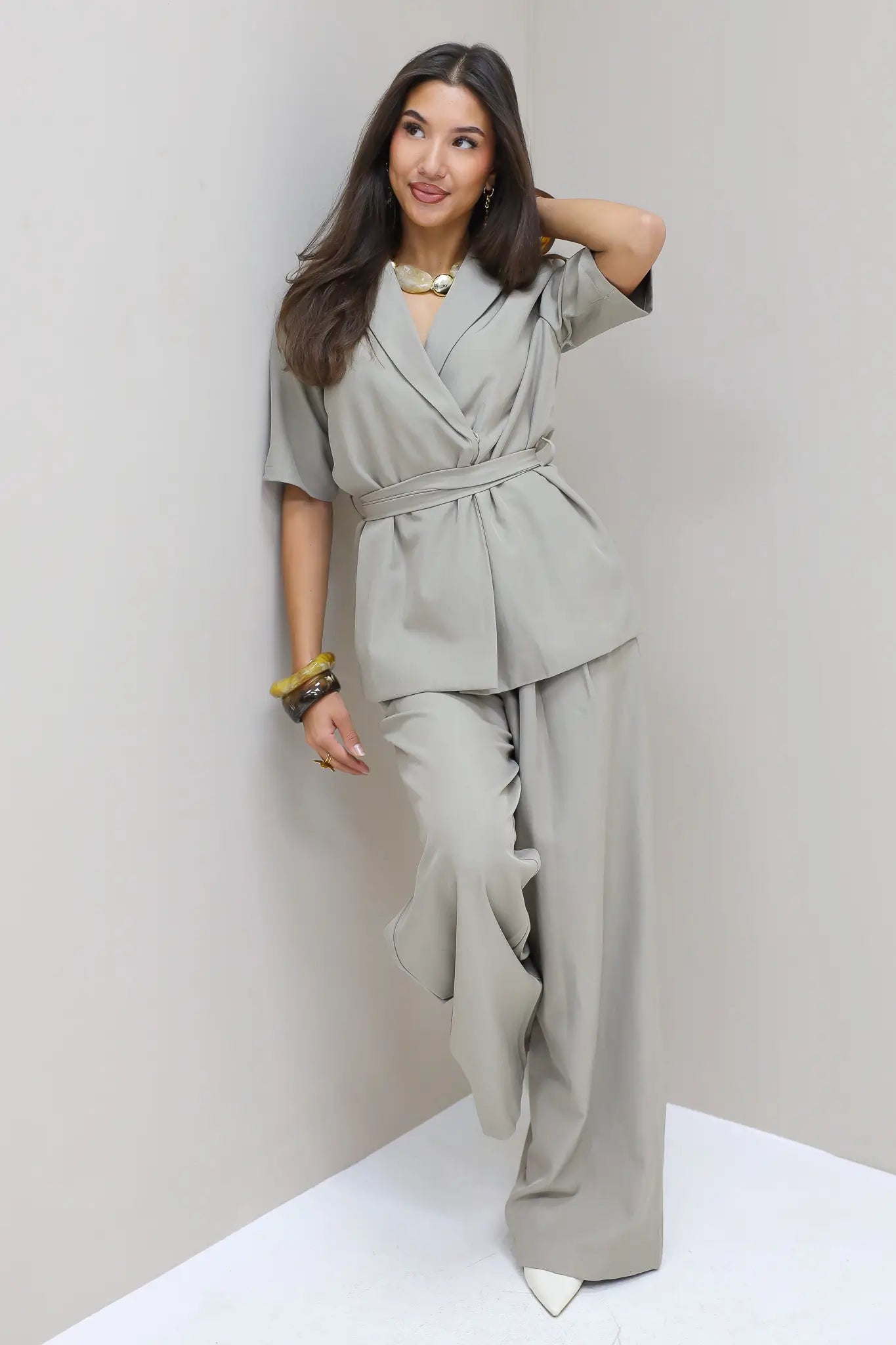 Pantalon Wide Fit Taupe