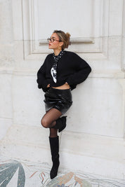 Imitatie Leren Mini Rok Zwart