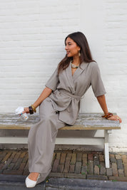 Pantalon Wide Fit Taupe