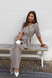 Pantalon Wide Fit Taupe