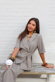 Blazer Korte Mouwen Taupe