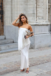 Satijnen Maxi Rok Beige