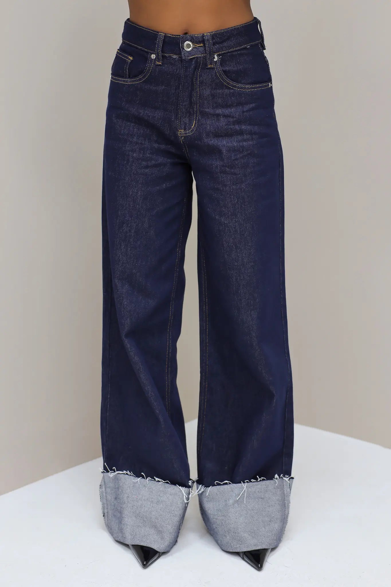 Jeans Omslag Hartjes Zakken Donker Blauw 3559