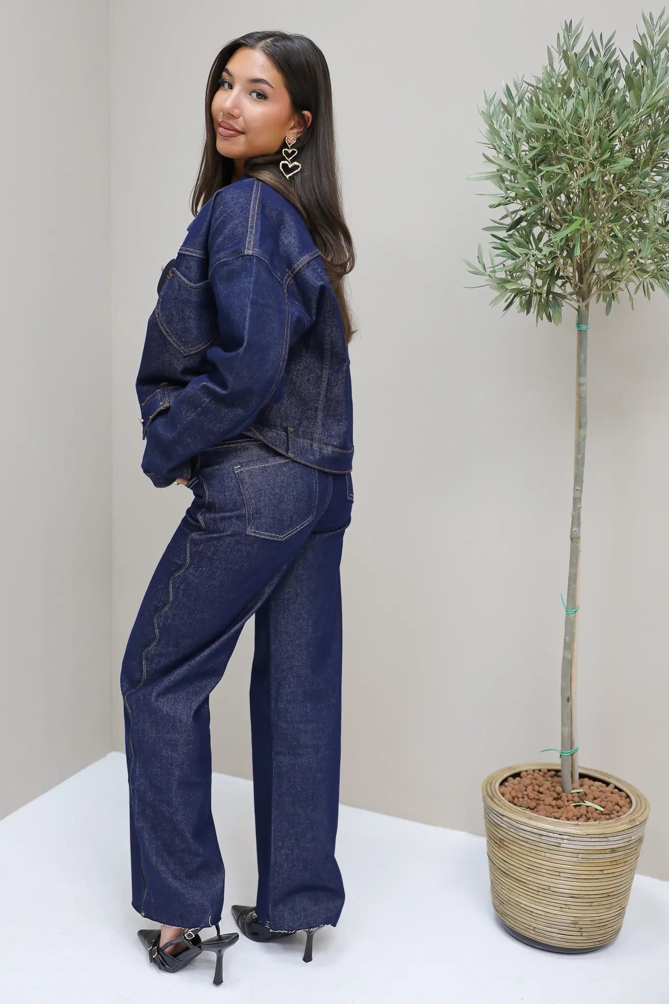 Straight Jeans Donker Blauw