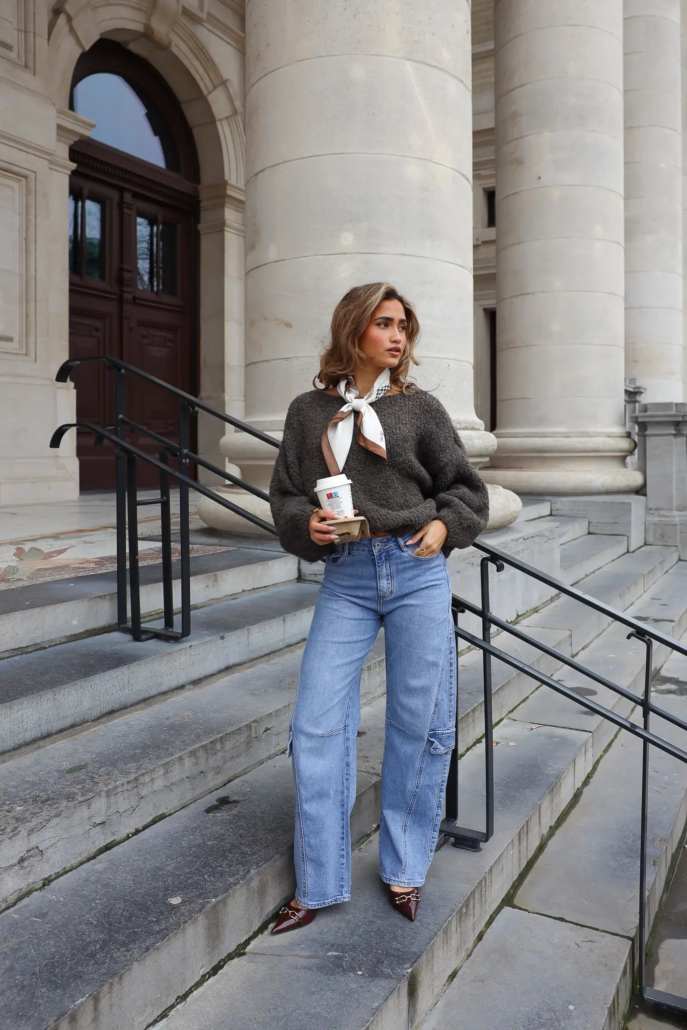 Cargo Barrel Jeans Blauw