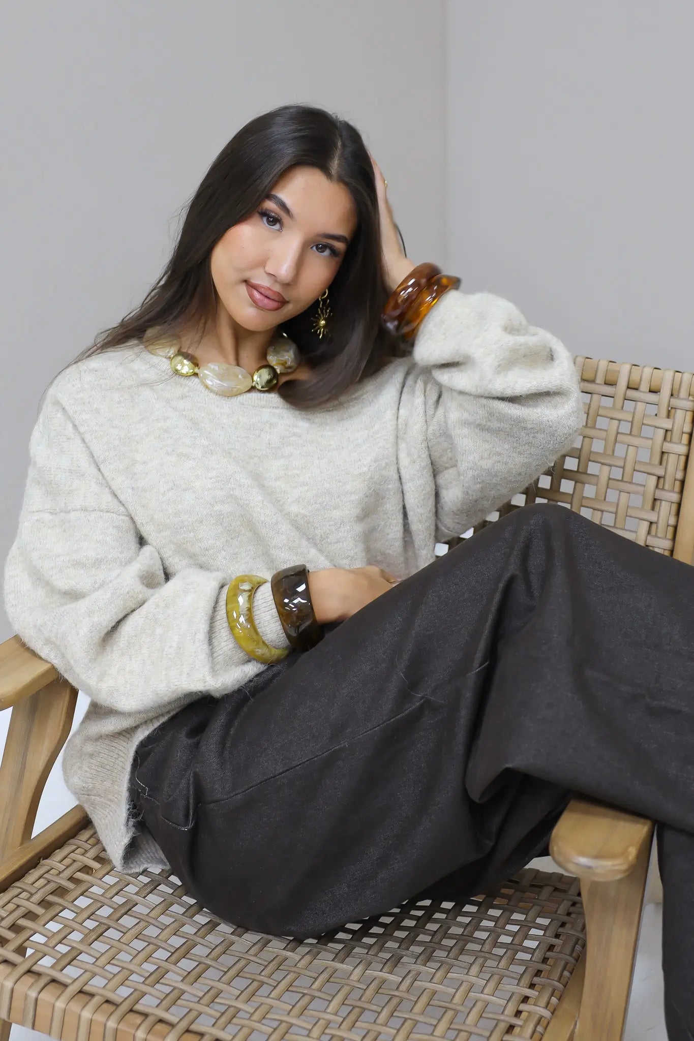 Trui One Shoulder Beige