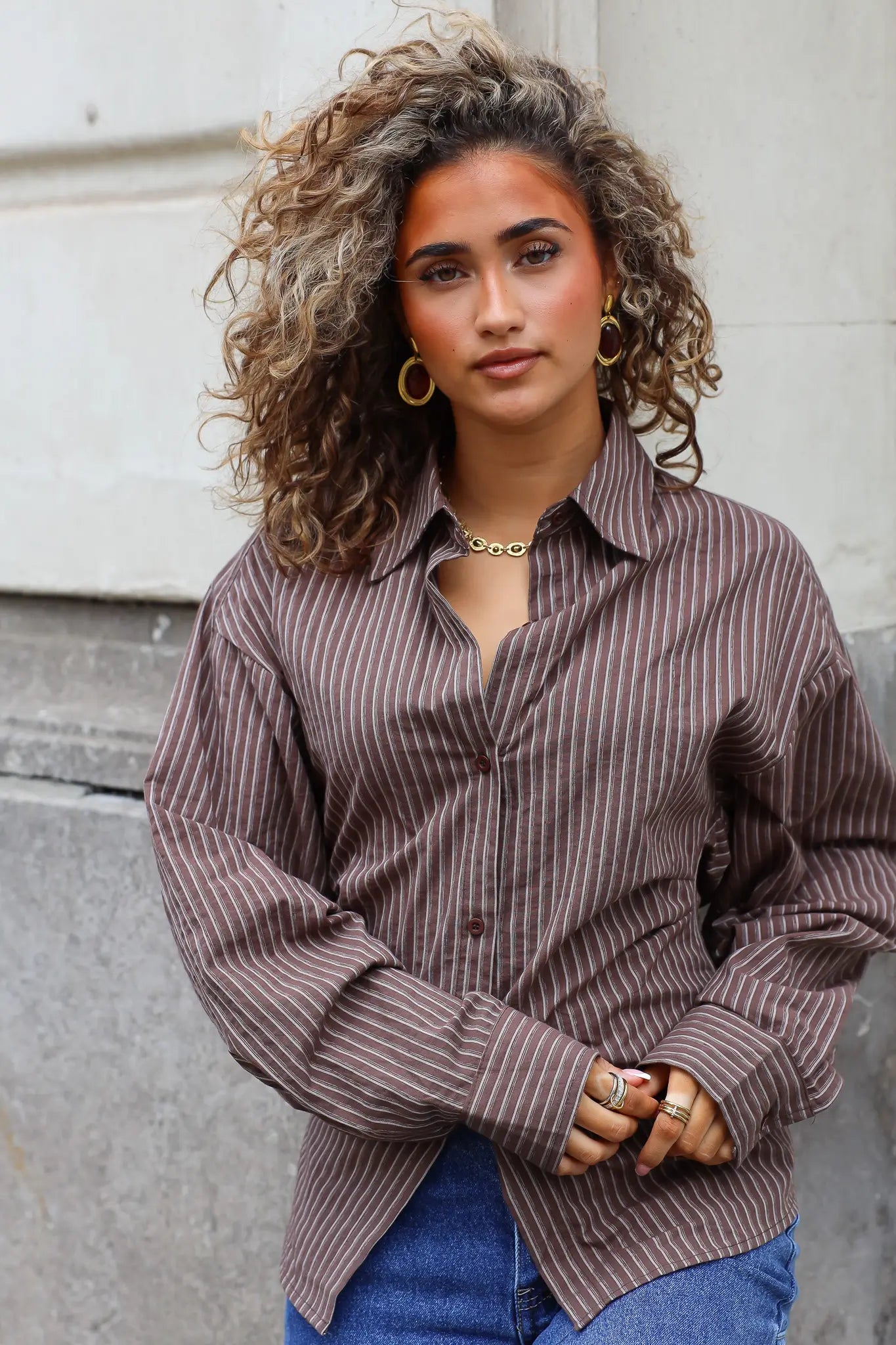 Blouse Getailleerd Bruin