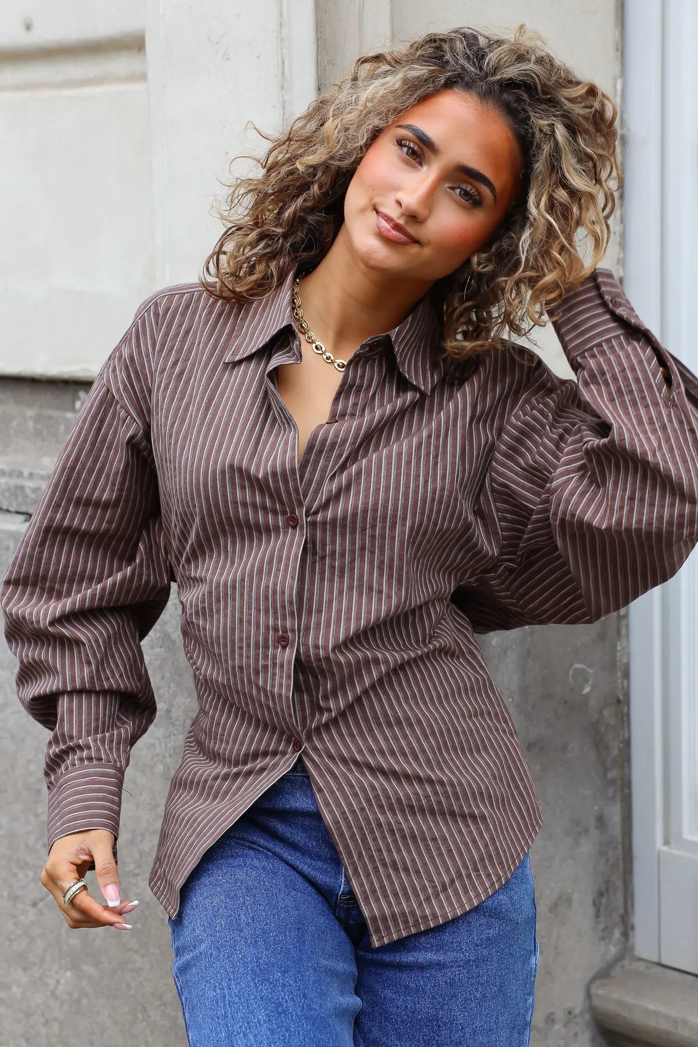 Blouse Getailleerd Bruin
