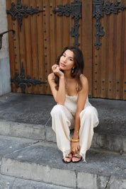 Pantalon Kanten Details Beige