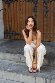 Pantalon Kanten Details Beige
