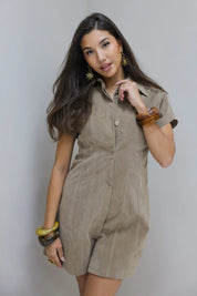 Jurk Getailleerd Suede Taupe