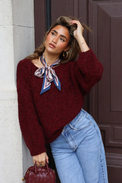 Smalle Sjaal Gestreept Beige/Blauw