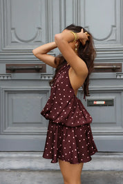 Jurk Kort Polka Dot Bruin