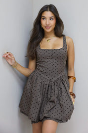 Jurk Polka Dot Bruin