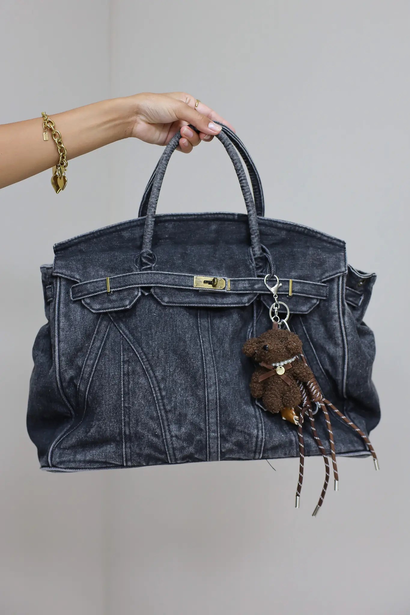 Denim Tas Medium Donker Grijs