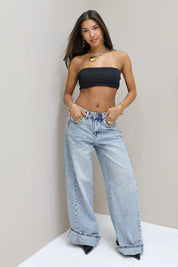 Jeans Straight Wide Leg Licht Blauw 3465