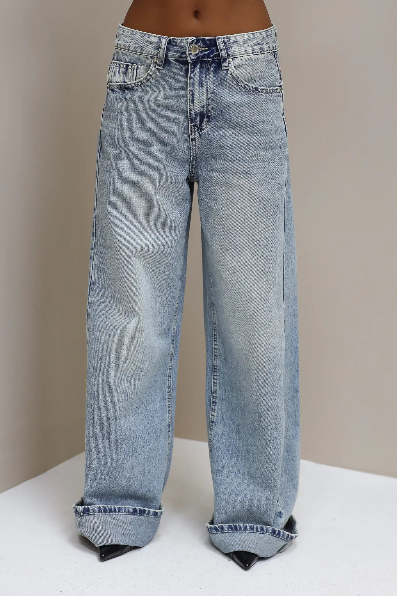 Jeans Straight Wide Leg Licht Blauw 3465