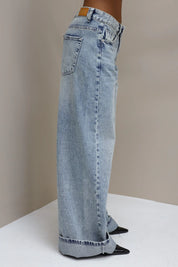 Jeans Straight Wide Leg Licht Blauw 3465