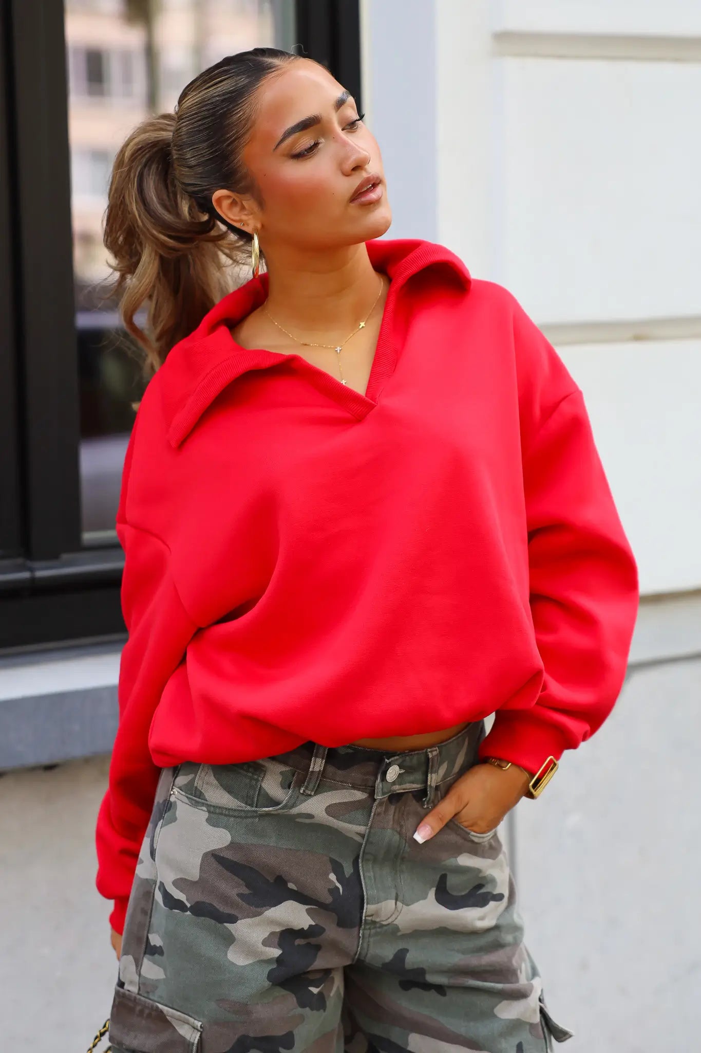 Sweater Ballon Fit Rood