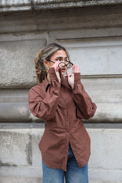 Blouse Getailleerd Lange Mouwen Bruin